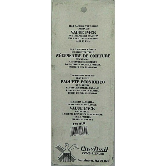 CARDINAL Black Wide Tooth Comb for Detangling Hairbrush Hair Brush - NEW - NWT - Picture 2 of 2